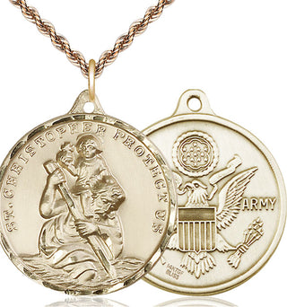 14kt Gold Filled Saint Christopher Army Medal | Large