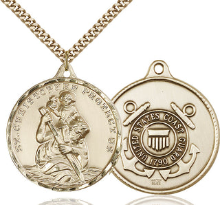 14kt Gold Filled Saint Christopher Coast Guard Medal Catholic Jewelry