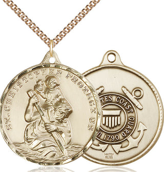 14kt Gold Filled Saint Christopher Coast Guard Medal Catholic Jewelry