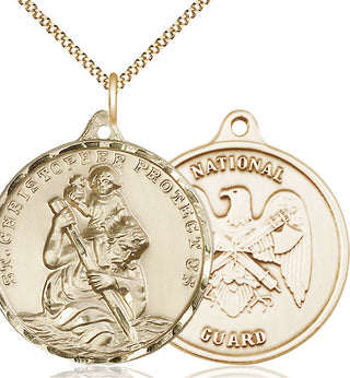 14kt Gold Filled Saint Christopher National Guard Medal Catholic Jewelry