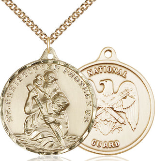 14kt Gold Filled Saint Christopher National Guard Medal | Large