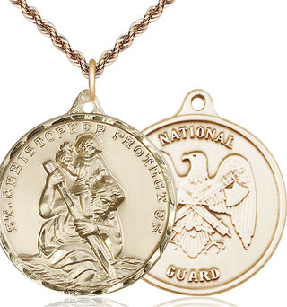 14kt Gold Filled Saint Christopher National Guard Medal | Large