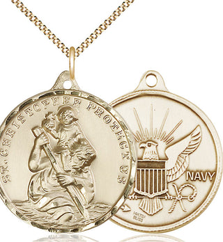 14kt Gold Filled Saint Christopher Navy Medal Catholic Jewelry