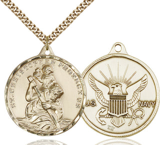 14kt Gold Filled Saint Christopher Navy Medal Catholic Jewelry