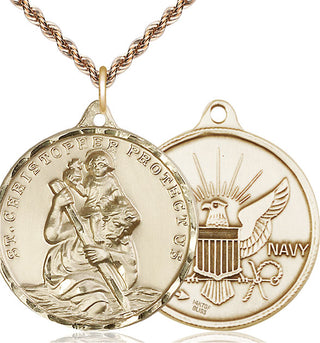 14kt Gold Filled Saint Christopher Navy Medal | Large
