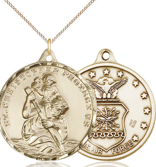 14kt Gold Saint Christopher Air Force Medal