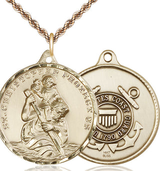 14kt Gold Saint Christopher Coast Guard Medal
