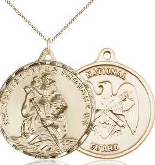 14kt Gold Saint Christopher National Guard Medal