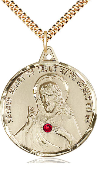 14kt Gold Filled Scapular with Ruby Stone Pendant with 3mm Ruby Swarovski Necklace