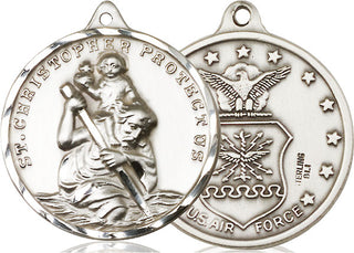 Sterling Silver Saint Christopher Air Force Medal Catholic Jewelry
