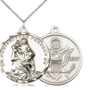 Sterling Silver Saint Christopher Army Medal Catholic Jewelry