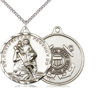 Sterling Silver Saint Christopher Coast Guard Medal Catholic Jewelry