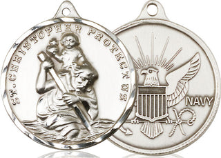 Sterling Silver Saint Christopher Navy Medal Catholic Jewelry