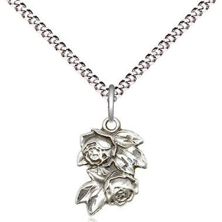 Sterling Silver Rose Medal Religious and Catholic Jewelry