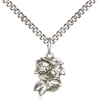 Sterling Silver Rose Medal Religious and Catholic Jewelry