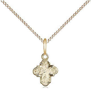 14kt Gold Filled 4-Way Medal Religious and Catholic Jewelry