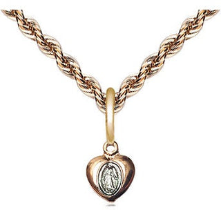 14kt Gold Filled Miraculous Heart Medal Religious and Catholic Jewelry