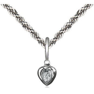 Sterling Silver Miraculous Heart Medal Religious and Catholic Jewelry