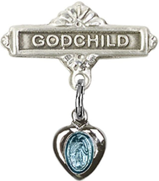 Sterling Silver Godchild Miraculous Baby Badge