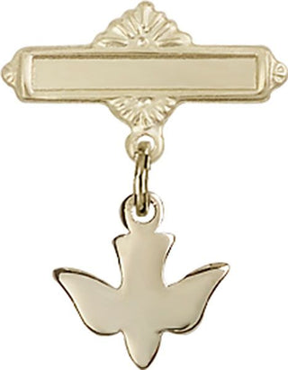 14kt Gold Polished Badge Pin Holy Spirit Baby Badge