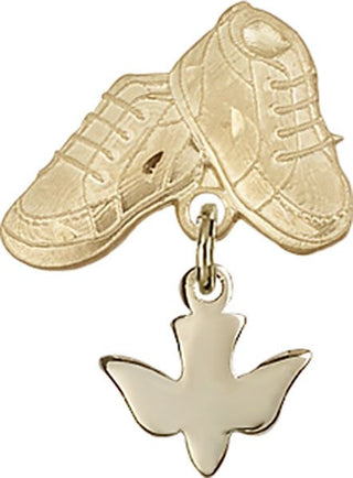 14kt Gold Baby Boots Holy Spirit Baby Badge