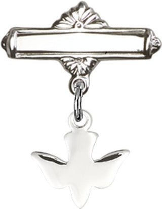 Sterling Silver Polished Badge Pin Holy Spirit Baby Badge