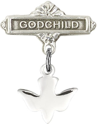 Sterling Silver Godchild Holy Spirit Baby Badge