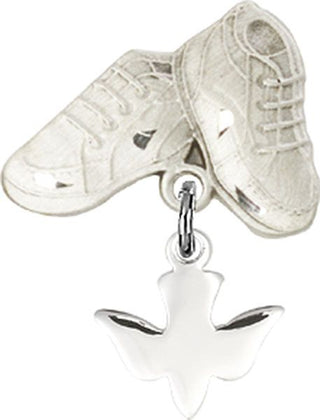 Sterling Silver Baby Boots Holy Spirit Baby Badge