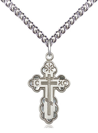 Sterling Silver Saint Olga Cross Medal Religious Jewelry