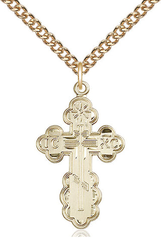 14kt Gold Filled Saint Olga Cross Medal Religious Jewelry