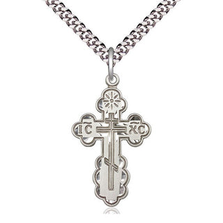Sterling Silver Saint Olga Cross Medal Religious Jewelry