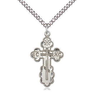 Sterling Silver Saint Olga Cross Medal Religious Jewelry