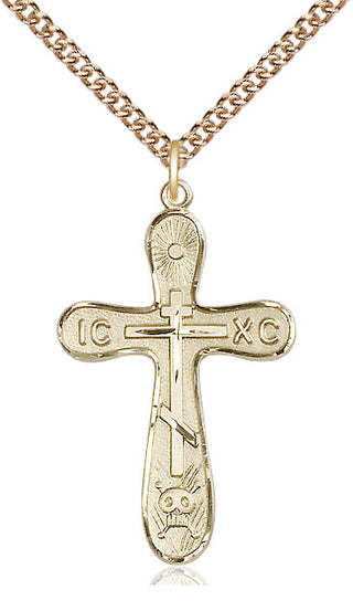 14kt Gold Filled Golgotha Cross Medal Catholic Jewelry