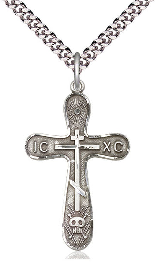 Sterling Silver Golgotha Cross Medal Catholic Jewelry