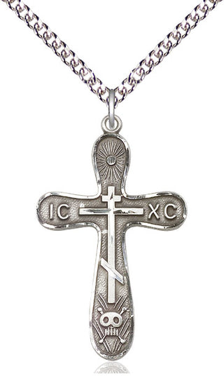 Sterling Silver Golgotha Cross Medal Catholic Jewelry