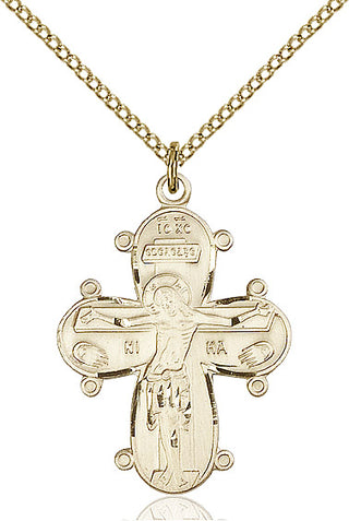 14kt Gold Filled Christine Cross Medal Catholic Jewelry