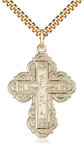 14kt Gold Filled Irene Cross Medal Catholic Jewelry