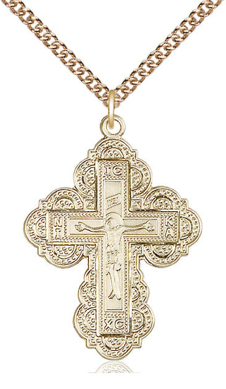14kt Gold Filled Irene Cross Medal Catholic Jewelry