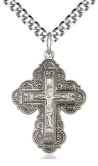 Pewter Irene Cross Medal Catholic Jewelry