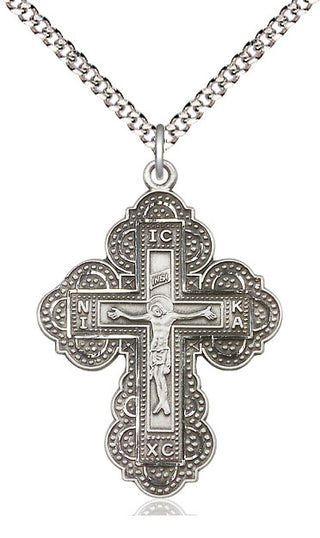 Pewter Irene Cross Medal Catholic Jewelry