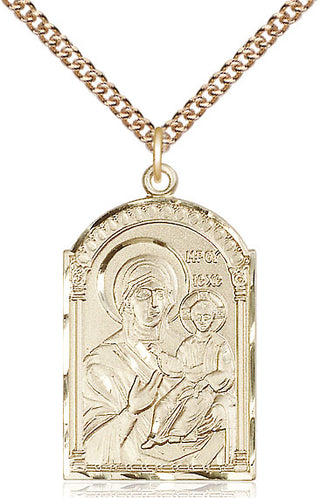 14kt Gold Mother of God Medal