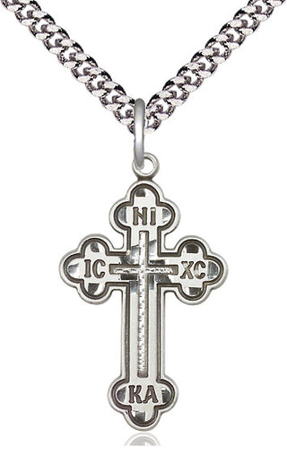 Pewter Russian Cross Medal Catholic Jewelry