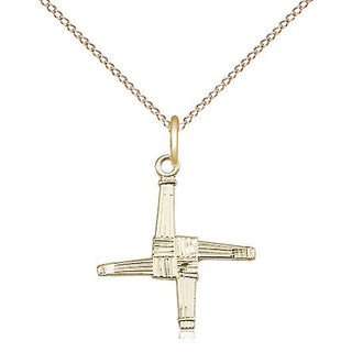14kt Gold Filled Saint Brigid Cross Medal Religious Jewelry