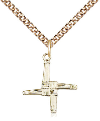 14kt Gold Filled Saint Brigid Cross Medal Religious Jewelry