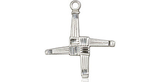Sterling Silver Saint Brigid Cross Medal Religious Jewelry
