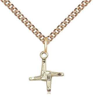 14kt Gold Filled Saint Brigid Cross Medal Religious and Catholic Jewelry