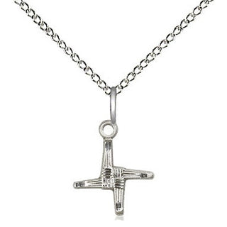 Sterling Silver Saint Brigid Cross Medal Religious and Catholic Jewelry