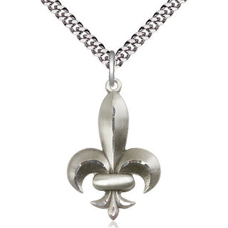 Sterling Silver Fleur de Lis Medal Catholic Jewelry