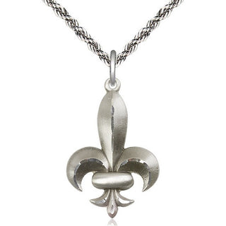 Sterling Silver Fleur de Lis Medal Catholic Jewelry