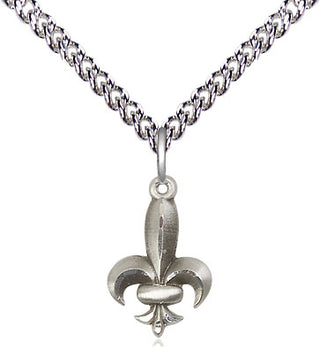 Sterling Silver Fleur de Lis Medal Religious and Catholic Jewelry